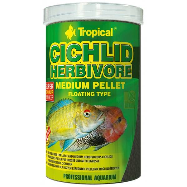 Tropical Cichlid Herbivore Medium Pellet 500 ml